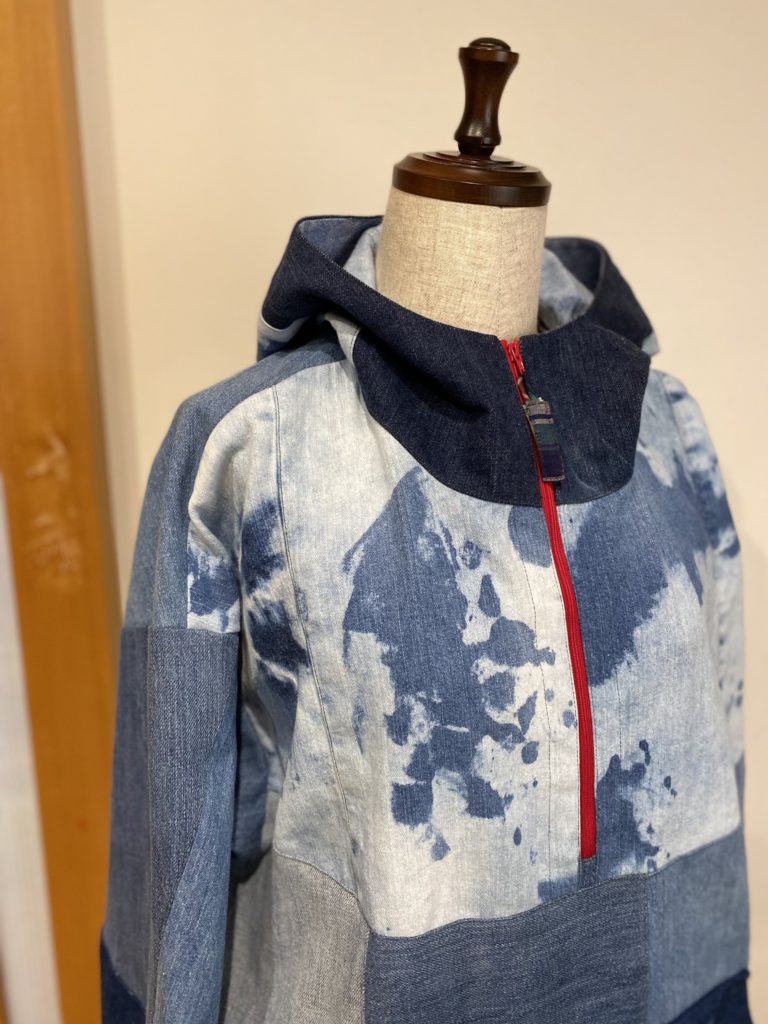 アップサイクル デニムパッチワーク アノラックパーカー