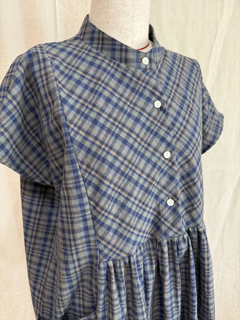 バイアス　チェック　ワンピース　コットン　天然素材